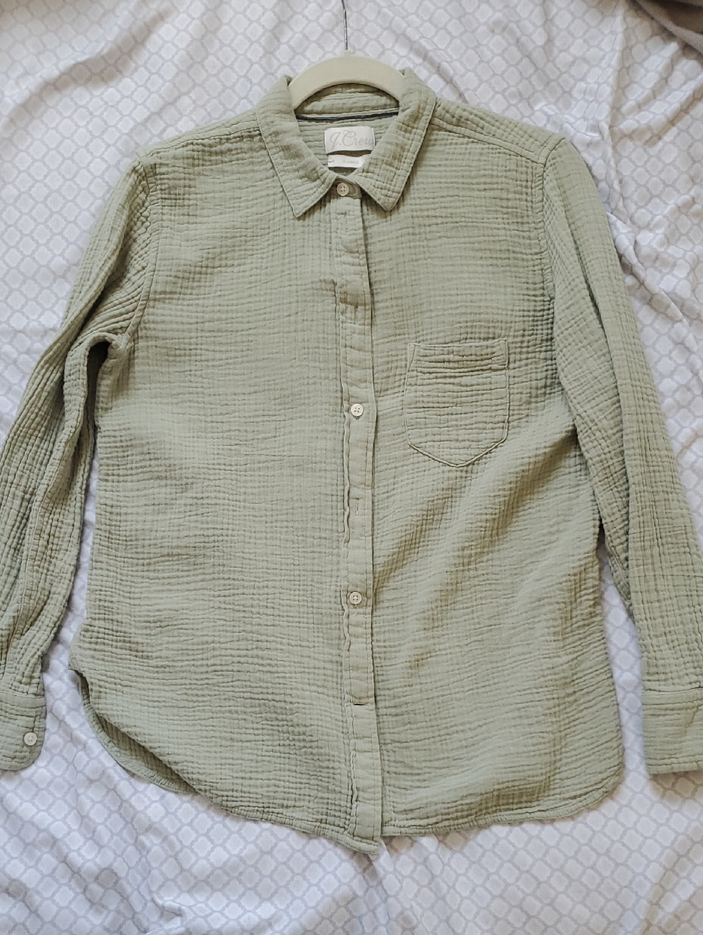 J. Crew Cotton Gauze Button-down Green Size 8